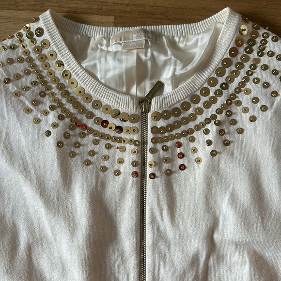 MICHAEL KORS ⭐️ sequin zip up lined cardigan - Picture 4 of 8